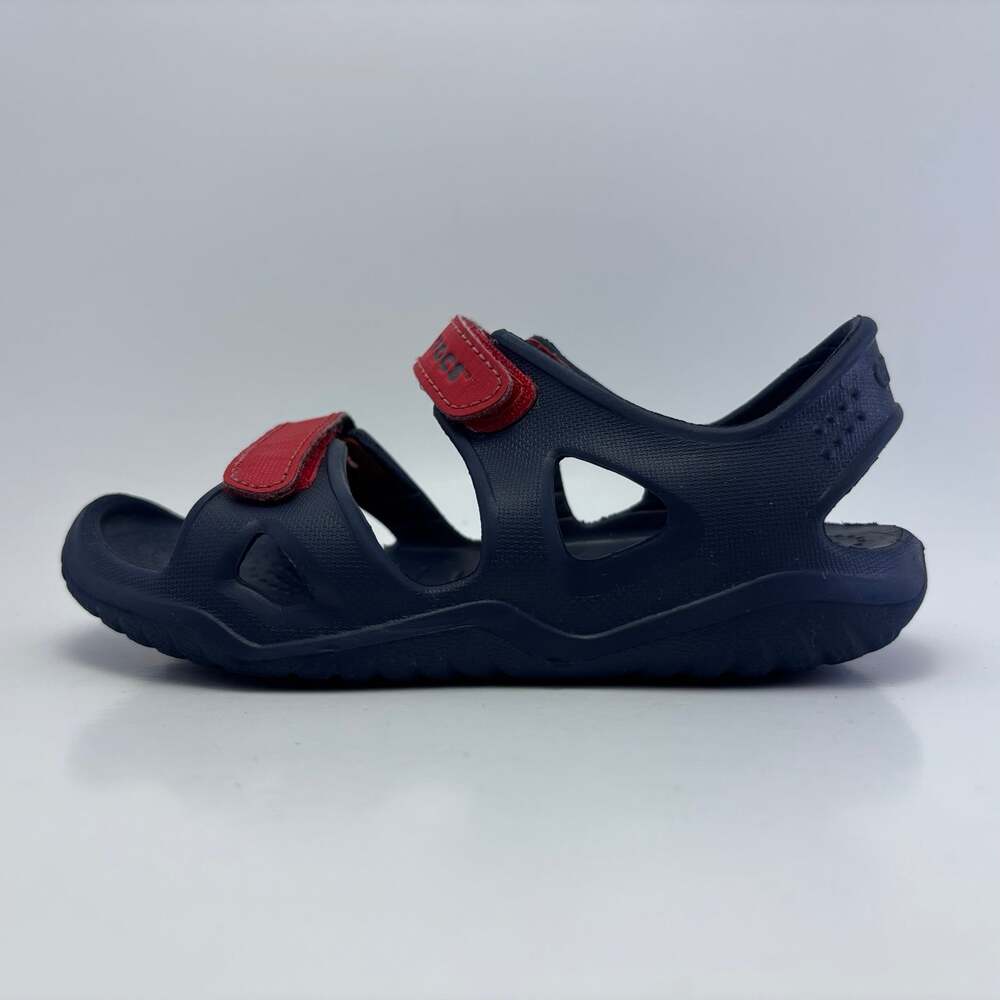 CROCS Blue & Red "Swiftwater River" Velcro Sandals Unisex Children’s Size 10C